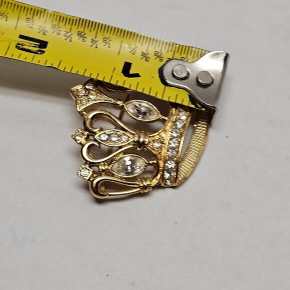 K J L KJL for Avon Gold Tone Rhinestones Jewels Brooch Pin Queen Crown Jewelry - Picture 8 of 8